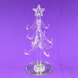 Swung Art Glass Clear Christmas Tree Holiday Decor Mini Ornaments Artisan Gift